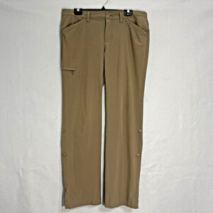 Eddie Bauer‎ Womens Hiking Cargo Pants Size 12 Roll Tab Leg Nylon Tan Outdoors